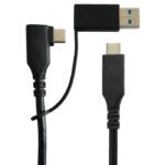 USB 3.2 Gen 1, USB-C angled  And A Male/C female adapter  to C male, 1m, Alu housing, Cotton Sleeve