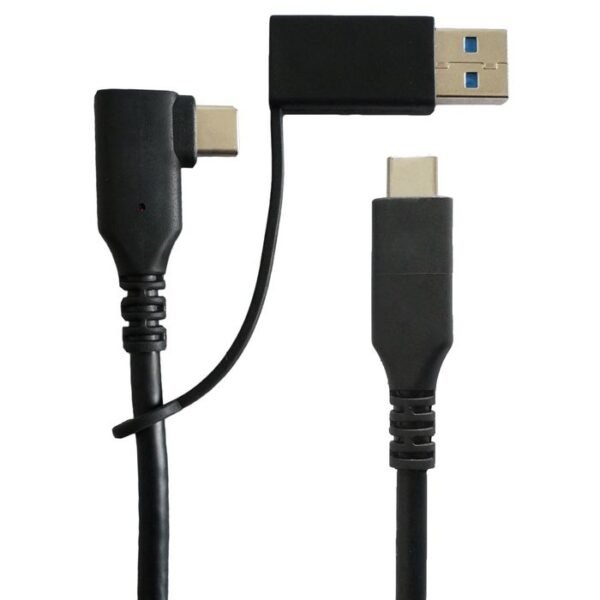 USB 3.2 Gen 1, USB-C angled  And A Male/C female adapter  to C male, 1m, Alu housing, Cotton Sleeve