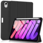 iPad Mini 6 / 7. MIAMI Pencil  Case Black PU leather front  with soft TPU back. MIAMI Pencil Case Pencil slot for charging in cover
