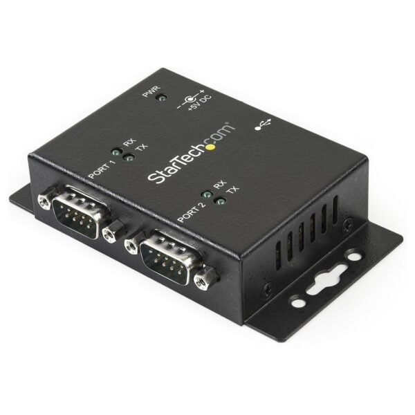 2X USB TO SERIAL ADAPTER HUB 2 Port Industrial Wall  Mountable USB to Serial Adapter Hub with DIN Rail Clips, USB 2.0 Type-B,