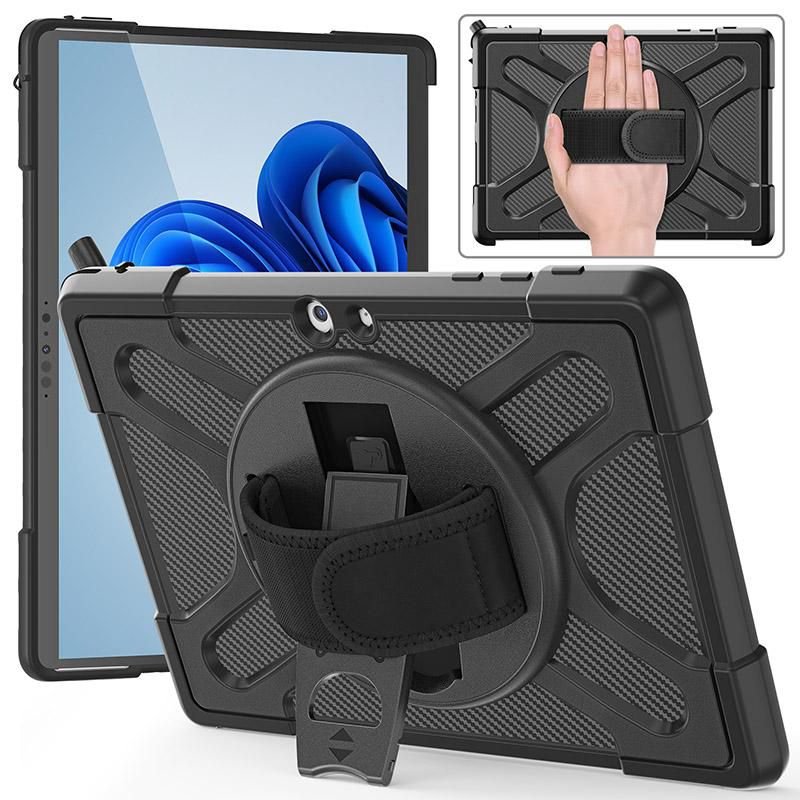 Img_30603254.jpg Microsoft Surface Go 4/Go 3/Go 2/Go ATLANTA Defender Case. Black Raised sides and hard-shell design with hand strap and shoulder - Image 1
