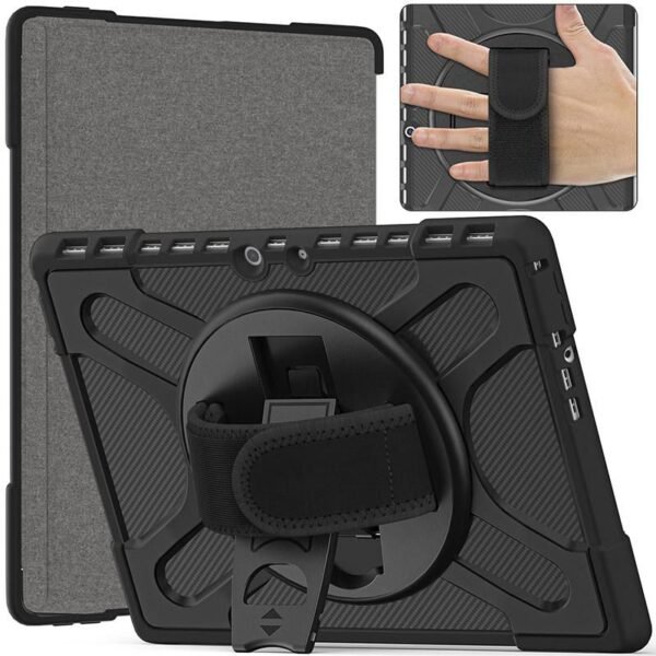 Microsoft Surface Pro 8  ATLANTA Defender Case. Black  Raised sides and hard-shell design with hand strap and shoulder strap