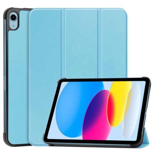 Tri-fold Caster Hard Shell  Cover - Sky Blue For Apple  10.9-inch