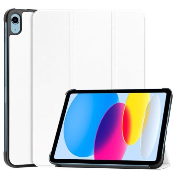 Tri-fold Caster Hard Shell  Cover - White For Apple iPad  10.9-inch