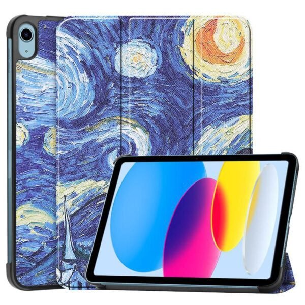 Tri-fold Caster Hard Shell  Cover - Starry Sky Style For  Apple 10.9-inch