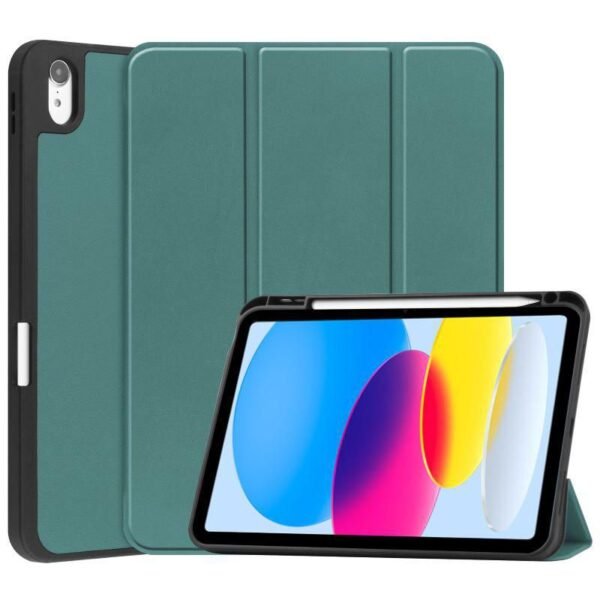 Tri-fold Caster TPU Cover -  Dark Green For Apple iPad  10th Gen 10.9-inch