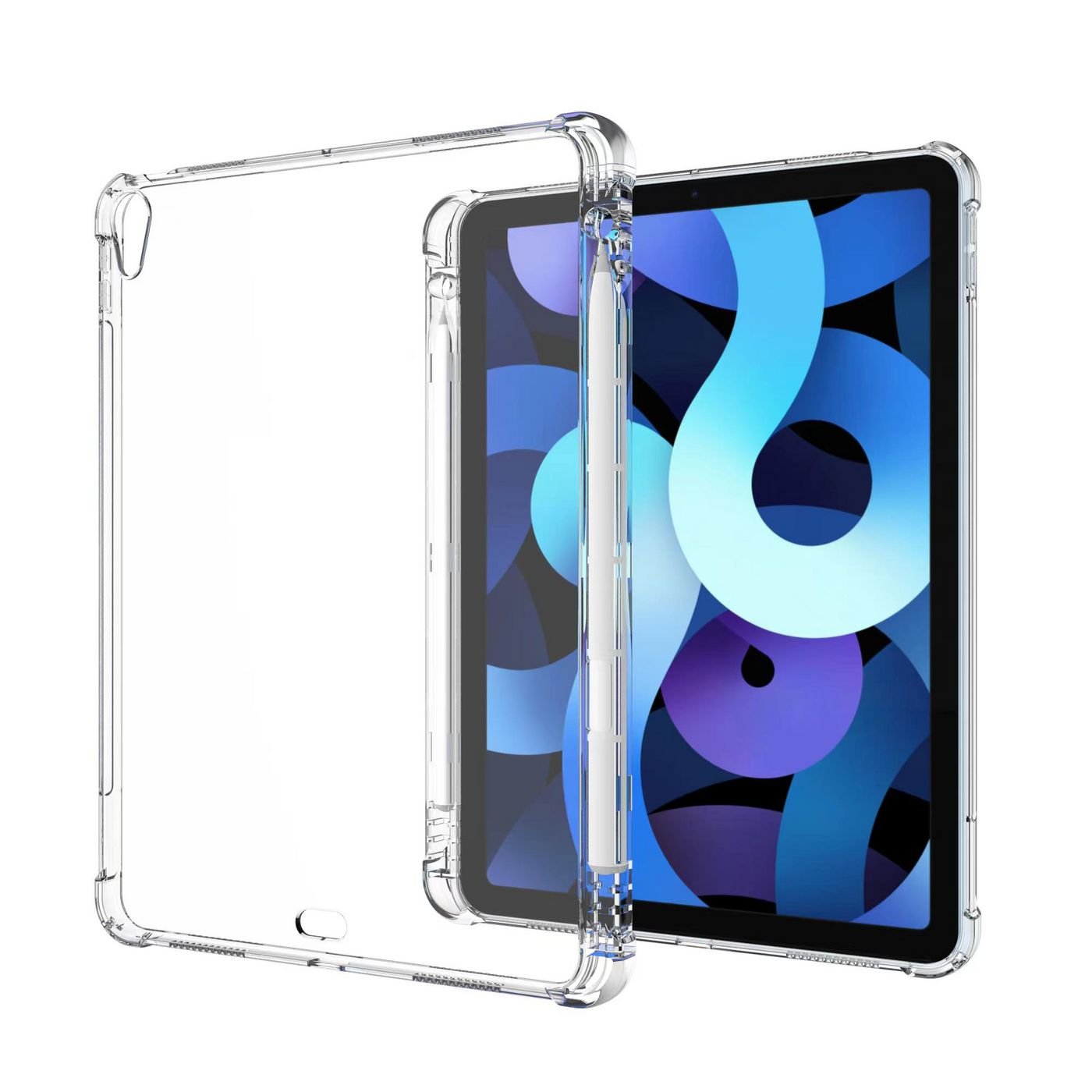 Img_30903023.jpg iPad Air 5/Air 4. MEMPHIS Shockproof backcover Clear. Soft TPU with pencil slot. - Image 1