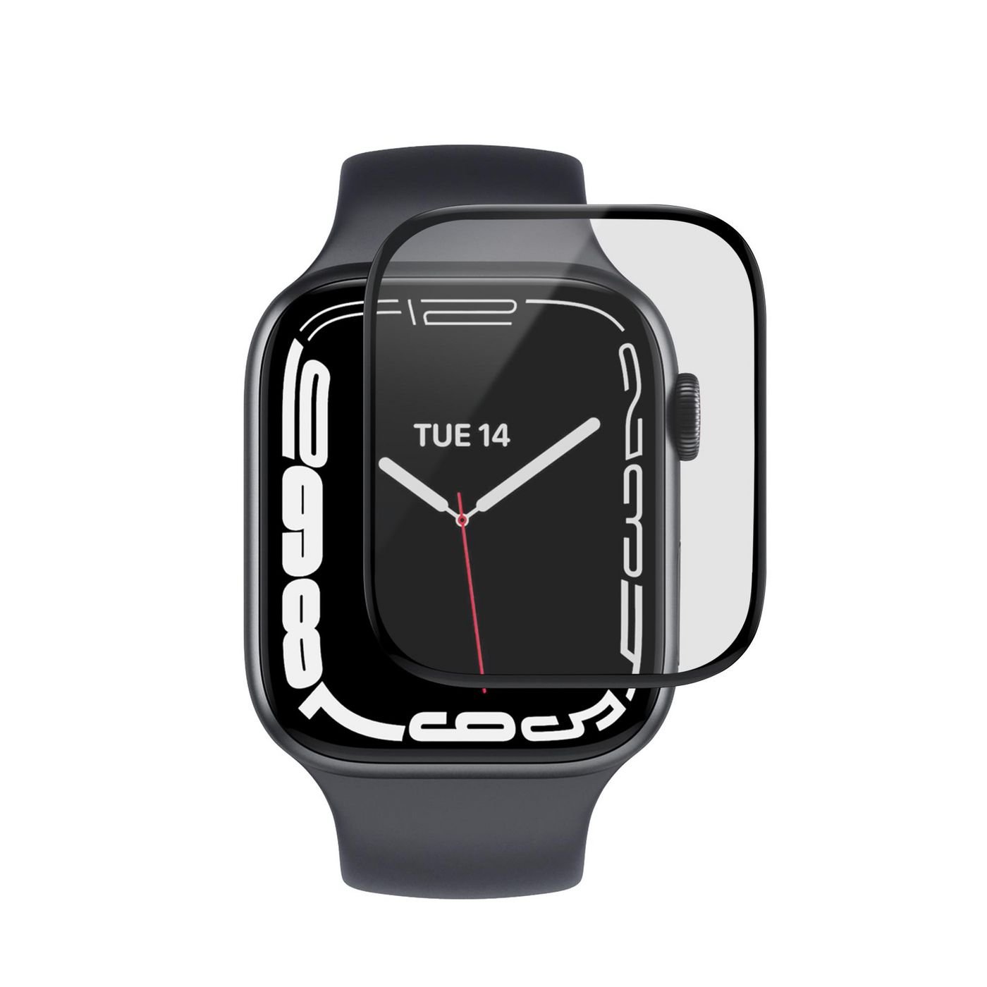 Img_30963038.jpg Flexible Hybrid Glass Screen Protector Apple Watch Series 9/8/7 45mm Clear/Black - Image 1