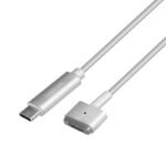 USB 3.2 Gen1 cable, USB-C/M  to Magsafe2/M, PD, silver,  1.8 m