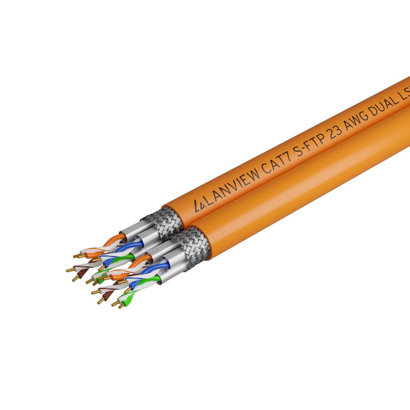 Img_31315424.jpg Cat7 S-FTP Network Cable Dual 2x(4x2xAWG23) LSZH Orange 500m - Image 1