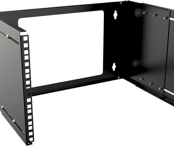 19" 6U Adjustable Depth Open  Frame Rack Wall Mount - Black