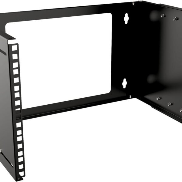 19" 6U Adjustable Depth Open  Frame Rack Wall Mount - Black