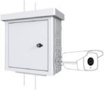 Mini Radius Pole Mounted   CCTV Cabinet For 4 cameras  450 x 250 x 500mm - White