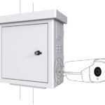 Mini Radius Pole Mounted   CCTV Cabinet For 4 cameras  450 x 250 x 500mm - White