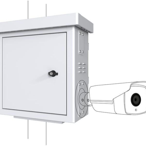 Mini Radius Pole Mounted   CCTV Cabinet For 4 cameras  450 x 250 x 500mm - White