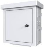 Mini Radius Pole Mounted   CCTV Cabinet For 4 cameras  450 x 250 x 500mm - White - Image 2