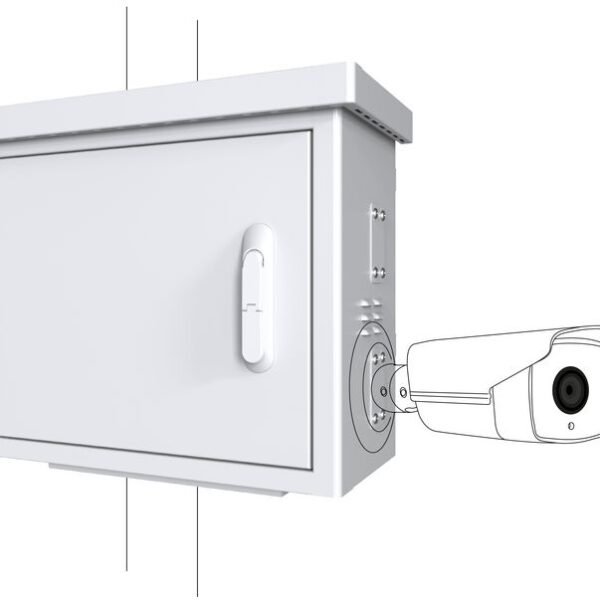 Midi Radius Pole Mounted CCTV  Cabinet For 4 cameras 600 x  300 x 550mm - White