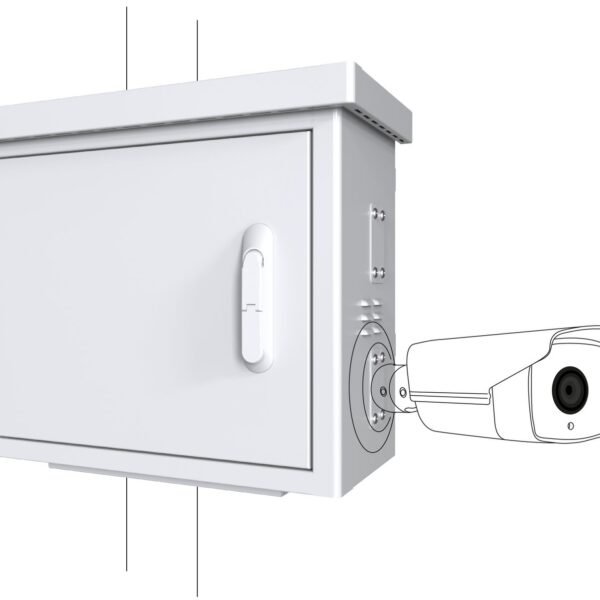 Midi Radius Pole Mounted CCTV  Cabinet For 4 cameras 600 x  300 x 550mm - White