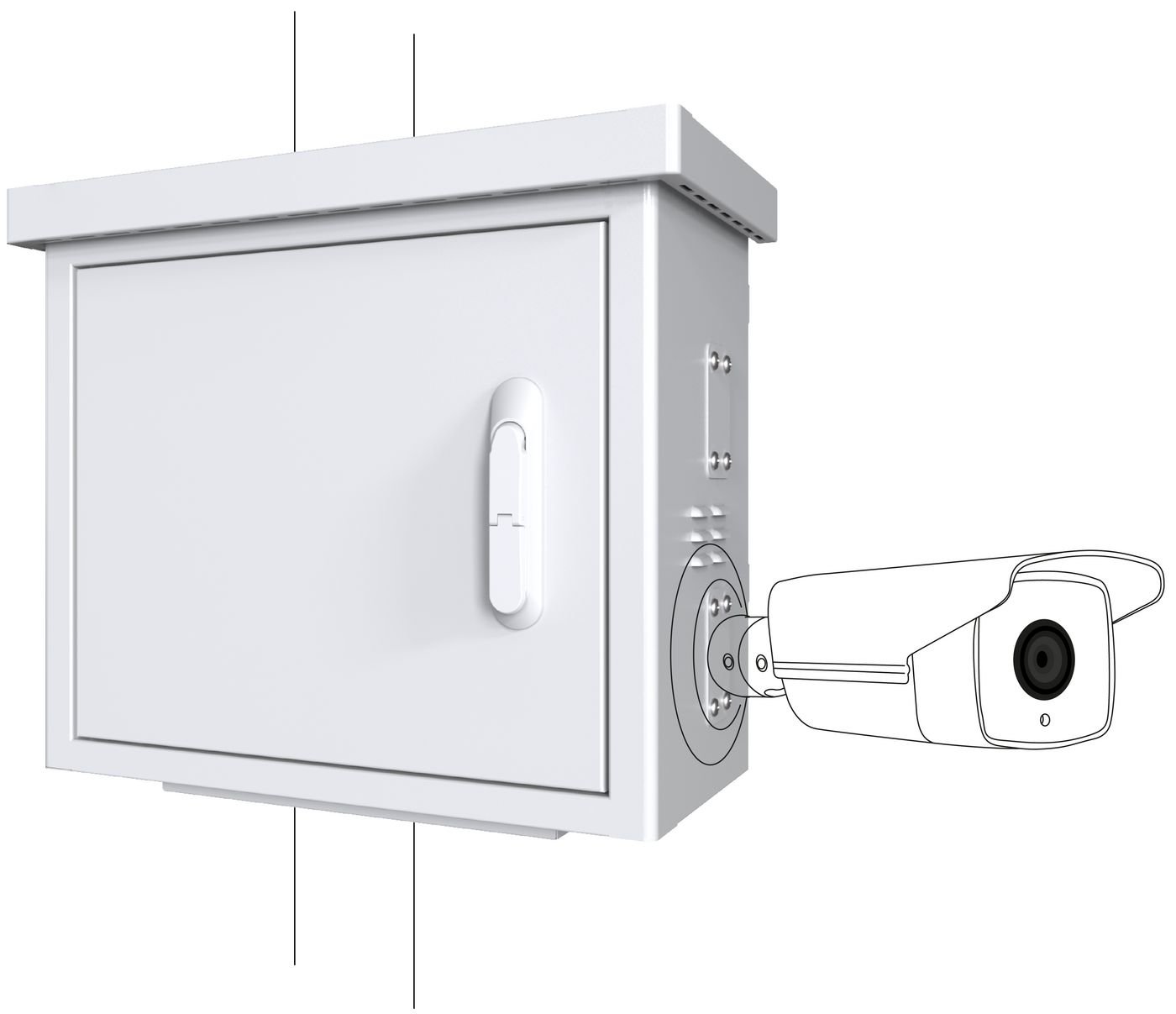 Img_31474831.jpg Midi Radius Pole Mounted CCTV Cabinet For 4 cameras 600 x 300 x 550mm - White - Image 1
