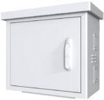 Midi Radius Pole Mounted CCTV  Cabinet For 4 cameras 600 x  300 x 550mm - White - Image 2