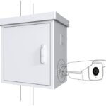 Maxi Radius Pole Mounted CCTV  Cabinet For 4 cameras 650 x  450 x 725mm - White
