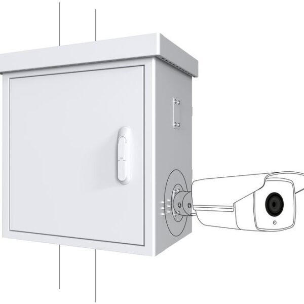 Maxi Radius Pole Mounted CCTV  Cabinet For 4 cameras 650 x  450 x 725mm - White