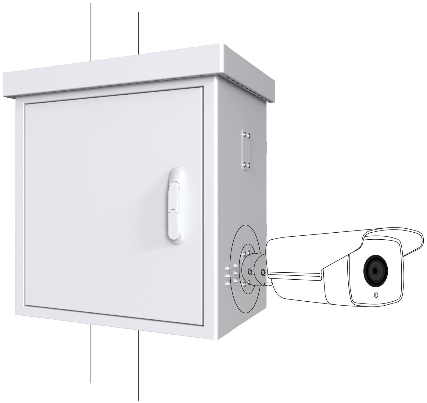 Img_31474835.jpg Maxi Radius Pole Mounted CCTV Cabinet For 4 cameras 650 x 450 x 725mm - White - Image 1