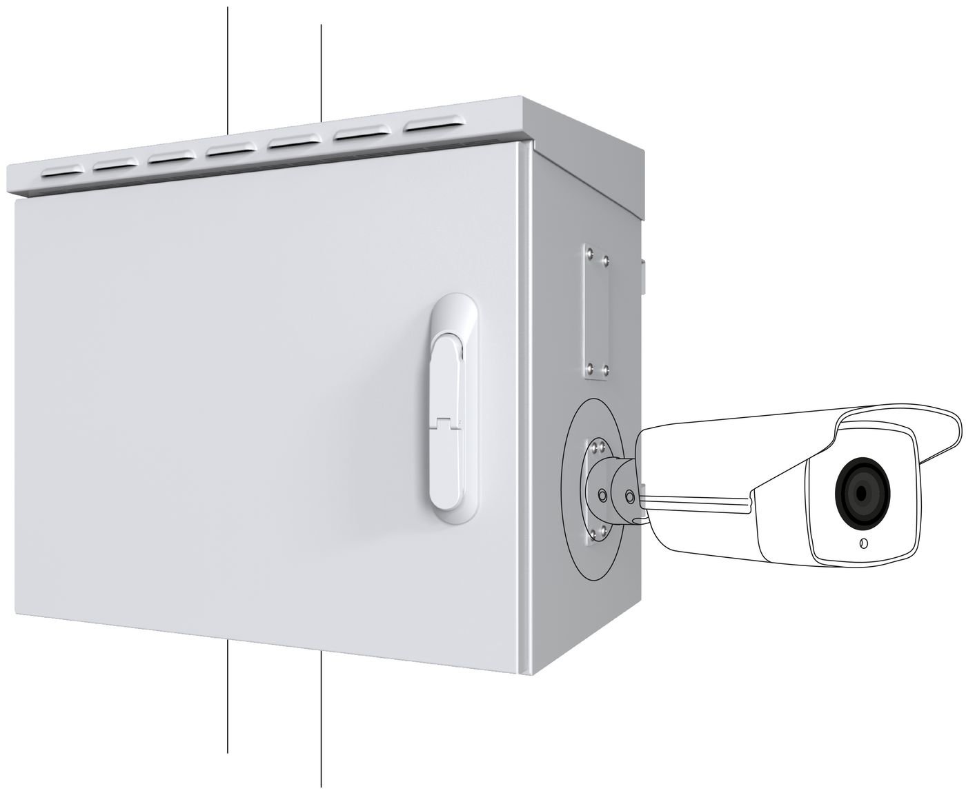 Img_31474844.jpg Midi Classic Pole Mounted CCTV Cabinet For 4 cameras 575 x 425 x 500mm - White - Image 1