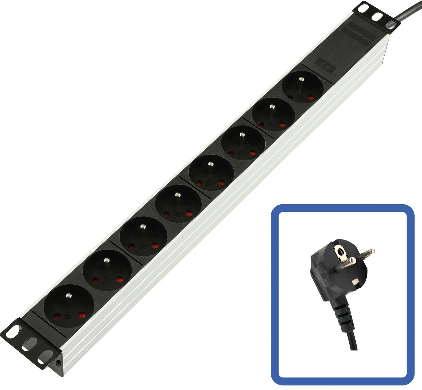 Img_31476226.jpg POWER STRIP 19" - 8 WAY - FULL ALUMINIUM WITHOUT SWITCH - Image 1