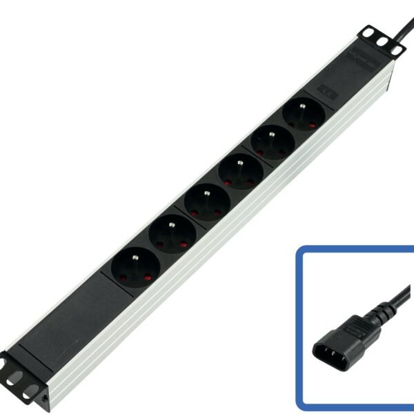 POWER STRIP 19" - 6 WAY -  FULL ALUMINIUM WITH C14 UPS  PORT