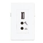 USB2.0+2x Mini Jack Module.  White. 20cm