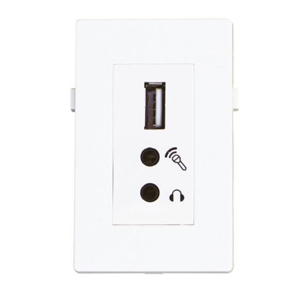 USB2.0+2x Mini Jack Module.  White. 20cm
