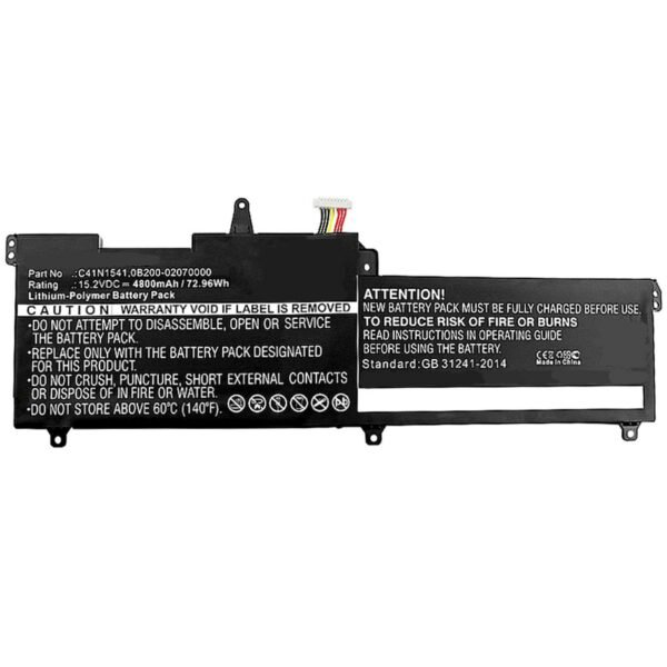 Laptop Battery for Asus  63.84Wh 15.2V 4200mAh 64Wh  Li-Pol 15.2V 4200mAh, Black