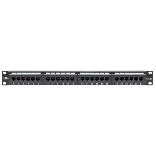 PATCHPANEL 1U CAT5e  UNSHIELDED 24 PORTS - BLACK -  KRON