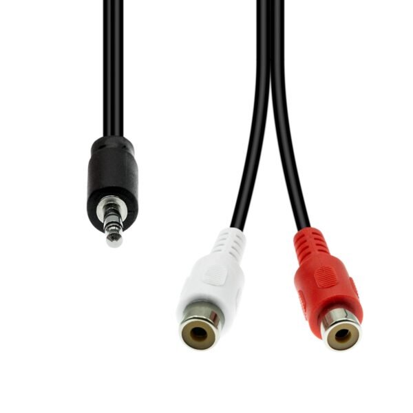 3-Pin to 2 x RCA Cable M-F  Black 20cm