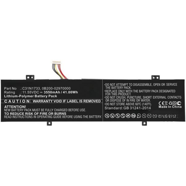 Laptop Battery for Asus  41.04Wh 11.4V 3600mAh 41.00Wh  Li-Polymer 11.55V 3550mAh for Asus TP412FA, TP412FA-DB72T, TP412FA-EC011T