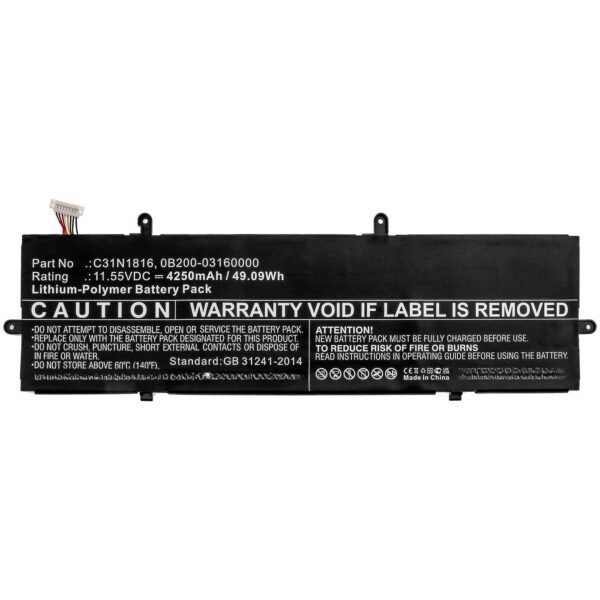 Laptop Battery for Asus  49.09Wh 11.55V 4250mAh  49.09Wh Li-Polymer 11.55V 4250mAh for Asus Flip UX362, Q326FA, Q326FA-BI7T13