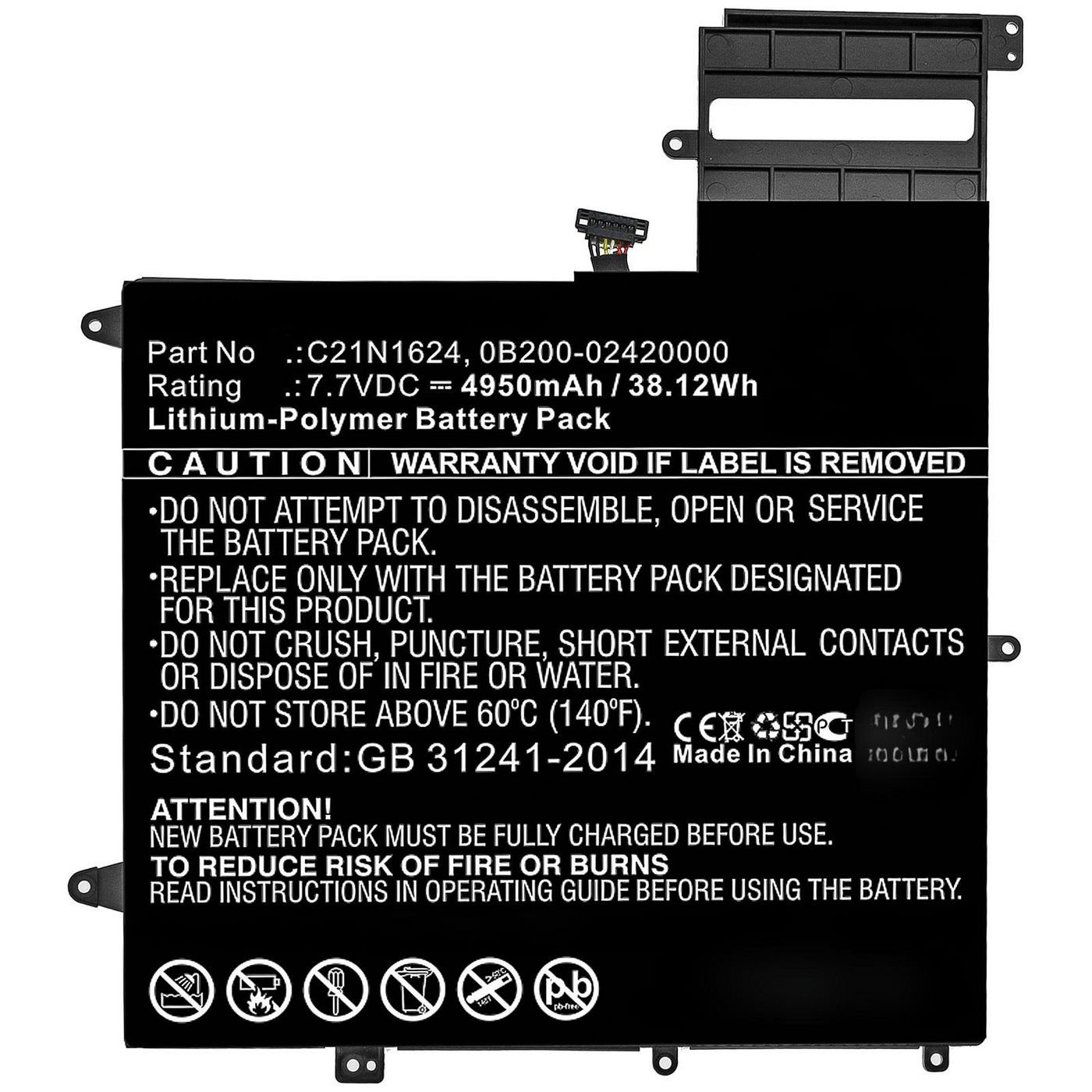 Img_32172388.jpg Laptop Battery for Asus 38.12Wh 7.7V 4950mAh 38.12Wh Li-Polymer 7.7V 4950mAh for Asus 0B200-02420000P-B2B2A-711-005R, Q325U, Q325UA - Image 1
