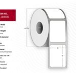 Label 38 x 20 mm, Core 25,4  mm. Transparent PP/PE.  Permanent for outdoor use. 1000 lb/roll.