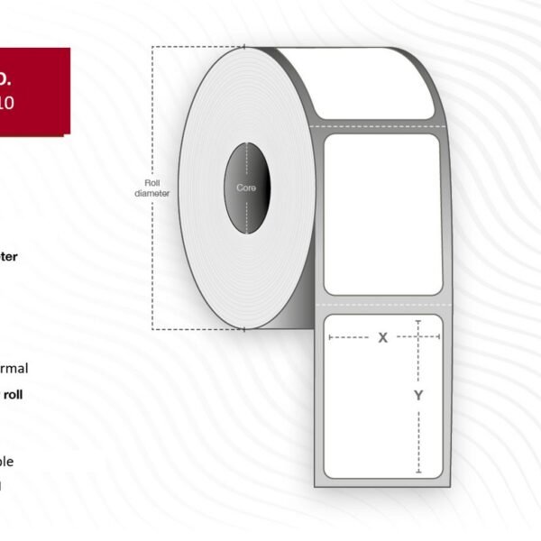 Label 56x25 - Core 25. White.  Top-coated. DT. Removable.  1.000 labels per roll. 24 rolls per box. With sensor hole 25 mm core. with