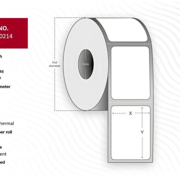 Label 76x25.4 - Core 25.  White. Uncoated. DT.  Permanent. 1.150 labels per roll. 4 rolls per box. Black Mark 25 mm core. 1.150