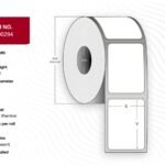 Label 38x23 - Core 25. White.  Premium. DT. Permanent. 2.140  labels per roll. 4 rolls per box. Black Mark 25 mm core. 4pcs/Box Thermal