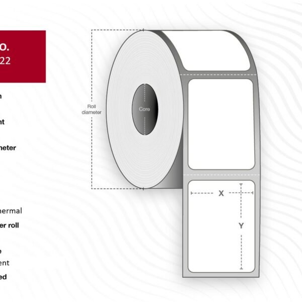 Label 76x38 - Core 25. White.  Eco. DT. Permanent. 810  labels per roll. 24 rolls per box. Black Mark