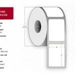 Label 103x100 - Core 25.  White. Uncoated. DT.  Permanent. 430 labels per roll. 12 rolls per box. Black Mark 25 mm core. 430