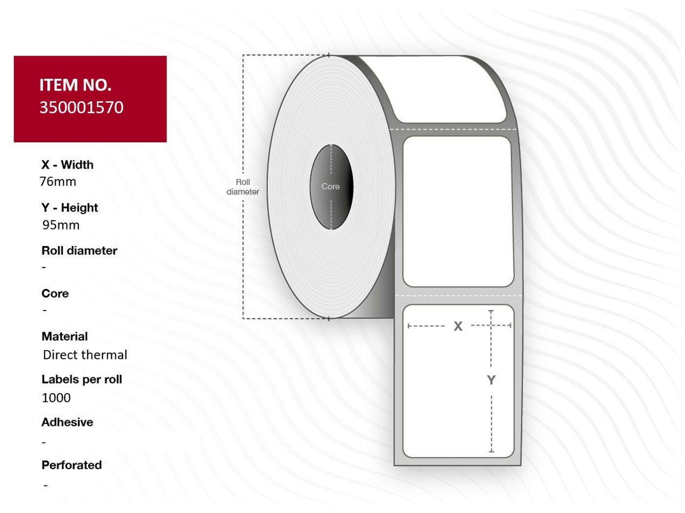 Img_32367617.jpg Label 76x95 - Core 25. White. Uncoated. DT. Permanent. 350 labels per roll. 24 rolls per box. Black Mark - Image 1