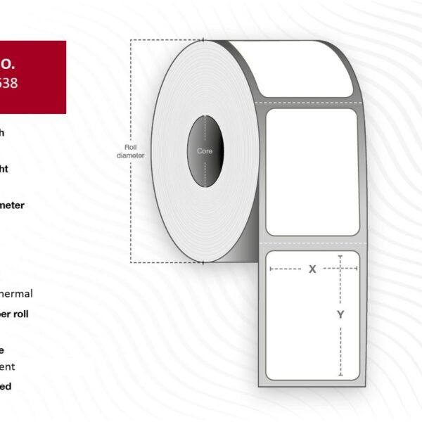 Label 76x38 - Core 25. White.  Uncoated. DT. Permanent. 810  labels per roll. 4 rolls per box. Black Mark 810 lab./roll, Permanent