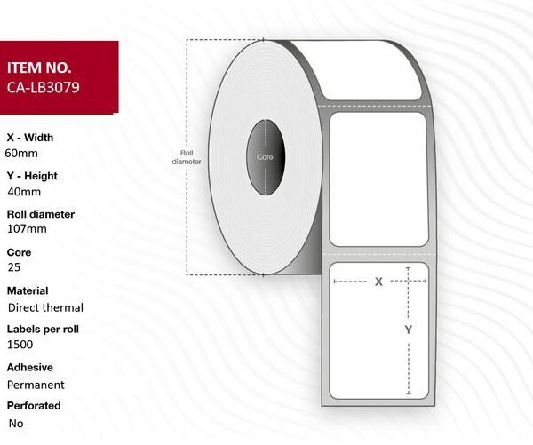 Capture CA-LB3079 printer label White