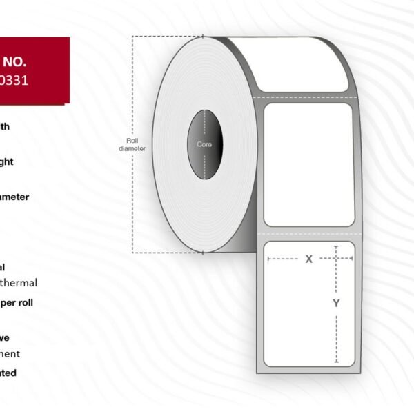 Label 56x25 - Core 25. White.  Top-coated. DT. Permanent.  1.000 labels per roll. 24 rolls per box