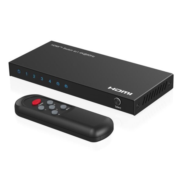 4K@60Hz HDMI Switch 4x1, HDCP  2.2, w/ Remote control