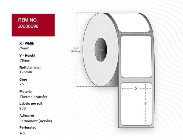 Capture 60000098 printer label White